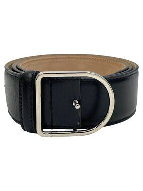 Dior D Logo Buckle Belt Black Silver